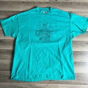VTG Knight Crest T Shirt Mens Large Teal Family Single Shield Stitch Made in USA